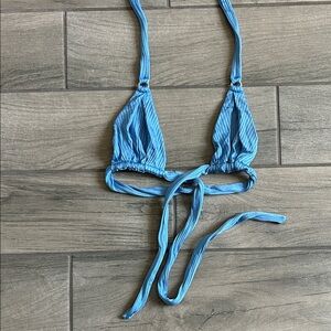 Monday Swimwear Blue Ribbed Triangle Bikini Top